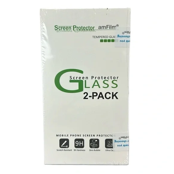Glass Screen Protector 2-Pack Scratch Resistant‎ 9H Zero Bubble Ultra Clear NIB