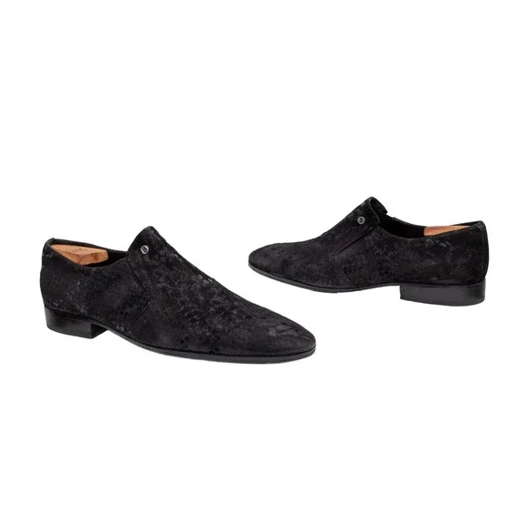 Bagatto Black Snake Print Suede Slip On Dress Shoes Mens US 9.5 UK 8.5 EU 42.5 M