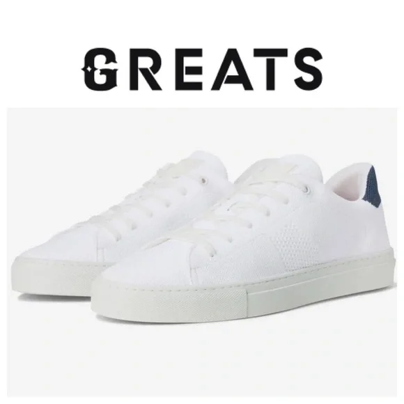 NWOB GREATS BROOKLYN G-Knit White / Navy Sneakers Mens Size: 11