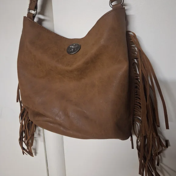 Elegant Tan Fringe Hobo Shoulder Bag 14