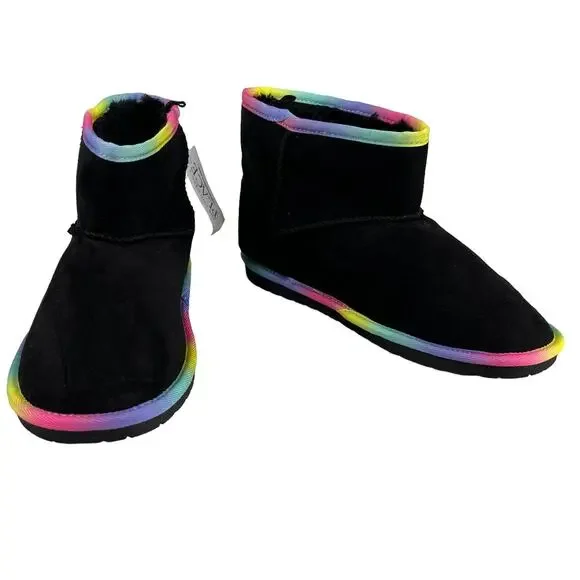 Children's Place Girls Rainbow Low Faux Suede Black Booties 4 New