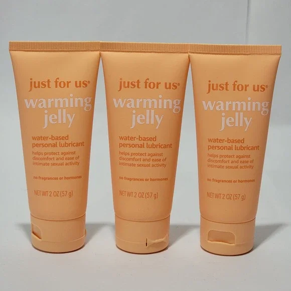 3pk Just For Us Warming Jelly Water-Based Personal Lubricant 2oz Fragrance Free