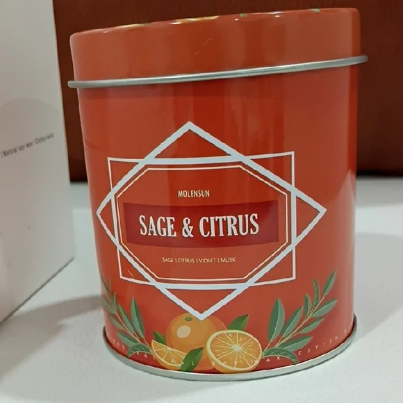 Sage & Citrus Scented Candle - Orange