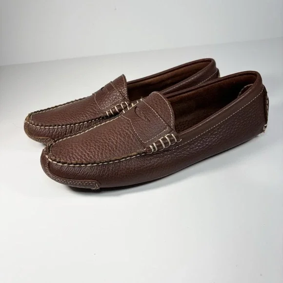 Brooks Brothers Men's‎ Brown Pebble Grain Penny Loafer Moccasin Drivers 8.5 M
