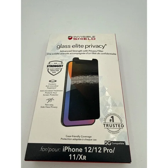 InvisibleShield Glass Elite Privacy iPhone 12/12 Pro/11/XR 5G Screen Protector