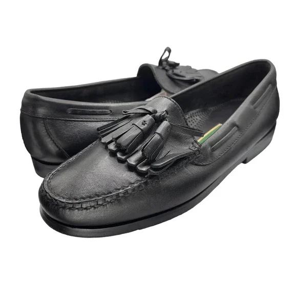 Cole Haan | Men | Matte Black Leather Kilted Tassel Loafers | Size 11 D