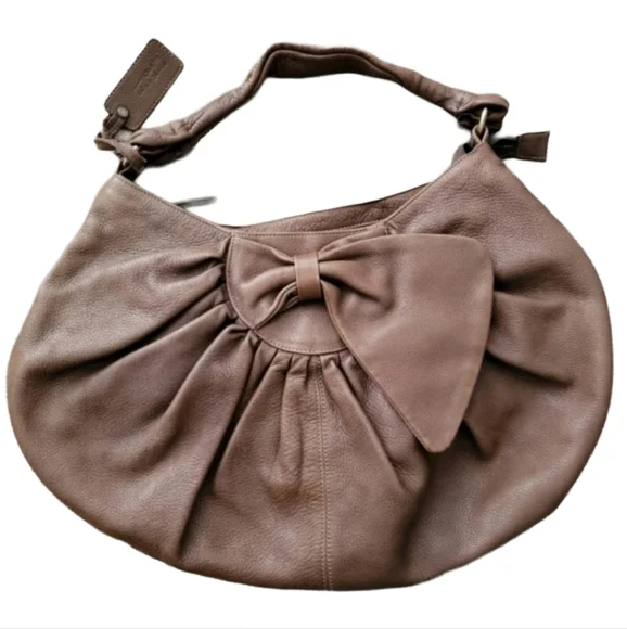 Rookie Bud brown leather bow hobo purse