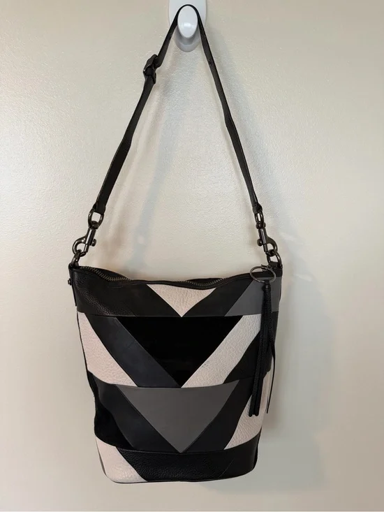 COACH PATCHWORK 1941 ARCHIVE DUFFLE No. 38782 BLACK & WHITE & GREY LEATHER RARE