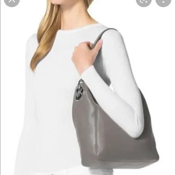 Michael Kors mk grey pebble leather Fulton hobo tote bag/purse/pocketbook
