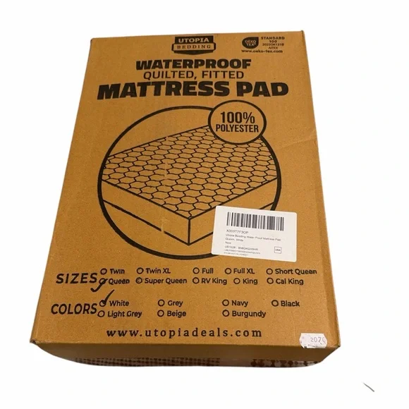 Waterproof Quilted Mattress Pad White Fitted Soft Protective Cover New