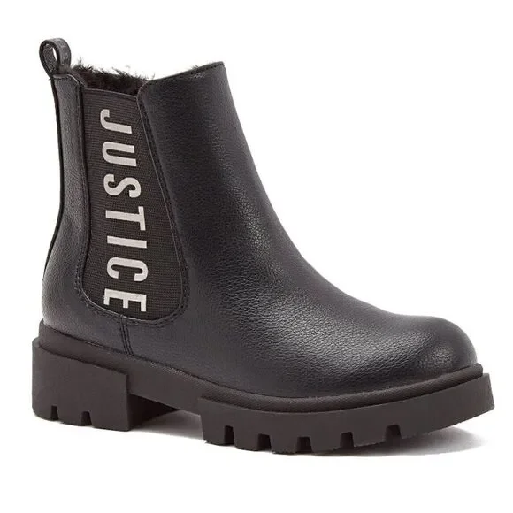 Justice Little Girl & Big Girl Lug Bottom Chelsea Boot, Size 1