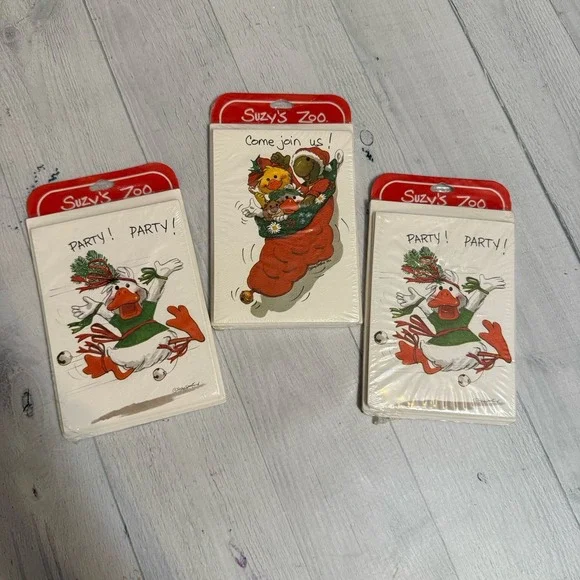 Suzy's Zoo vintage‎ holiday party invitations 3 new packs