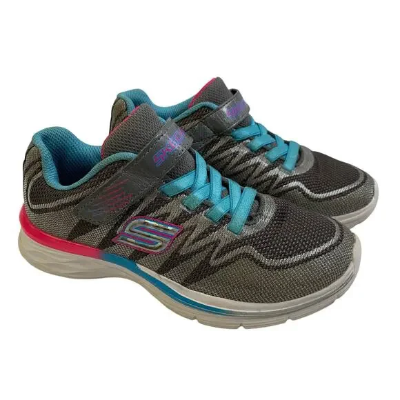 Skechers Kids Dream N Dash Whimsy Girl Sz 2 Sneakers Pink Blue Gray Shoes