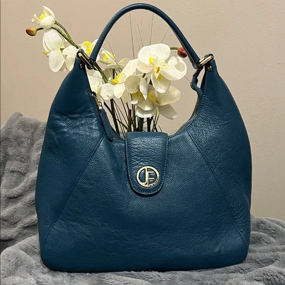 Jack French London Chic Teal Leather Hobo Bag EUC Retail $189