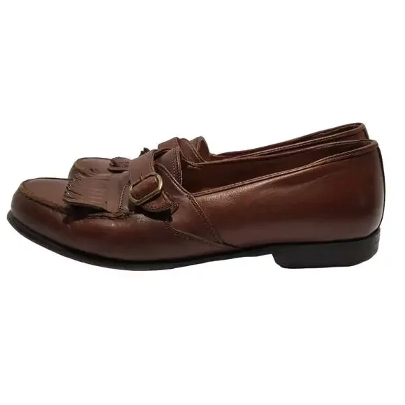 Cable & Co. Shoes Mens 9.5 Kiltie Loafers Brown Leather Made in Italy