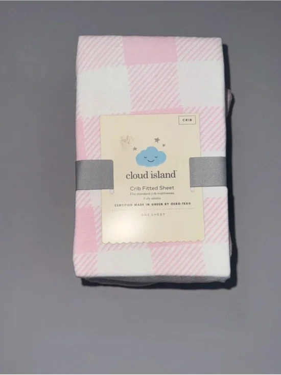 cloud island Pink & White Buffalo Check Crib Sheet