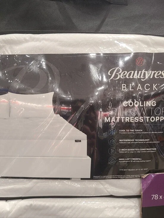 (6)Beautyrest Black Cooling Pillow Top Mattress Topper - White