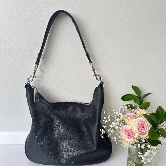 Marc Jacobs Womens Gotham Casual Leather Hobo Bag Solid Black