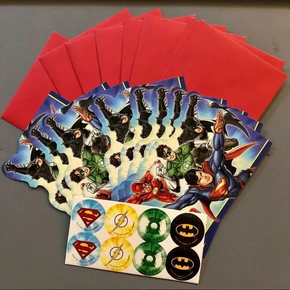 DC Justice League Birthday Party Invitations Set of 8 NWOT Superman Batman