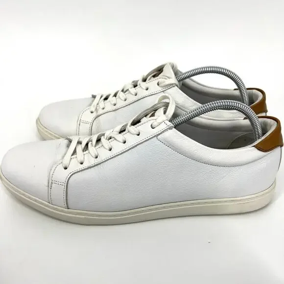 Allen Edmonds Mens White Leather Courtside Sneakers Shoes Size 12 D