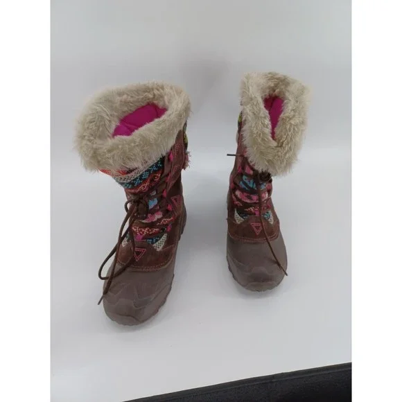 The North Face Winter Boots Girls 7 Shellista Lace Novelty2 Faux Fur Trim Nordic