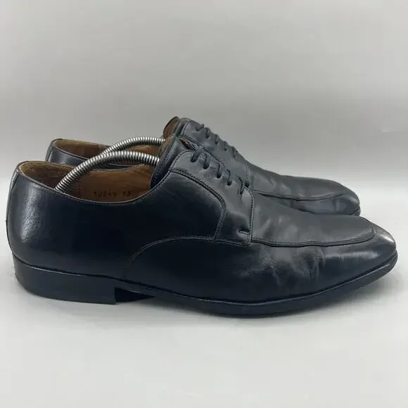 Magnanni Split Toe‎ Apron Oxford Men's Size 13 M Black Leather Comfort Low Shoes