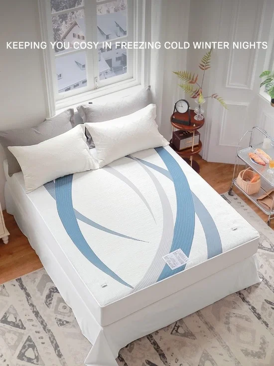 Gotcozy Electric Heated Mattress Pad King Size Dual Control, 6 Heat Setting-Blue