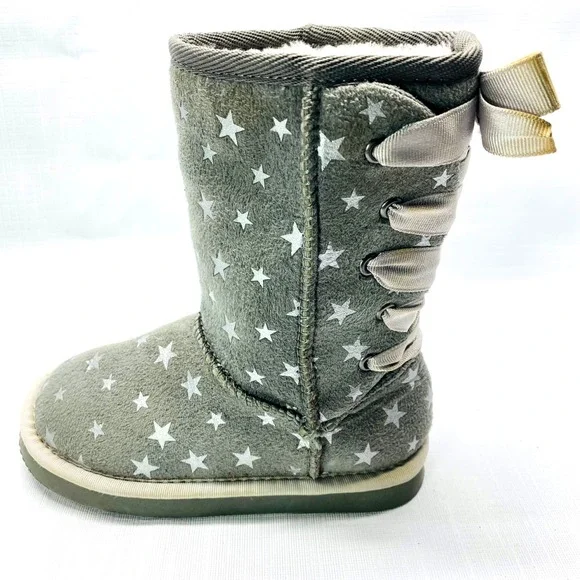 Old Navy Kids Gray Star Print Cozy Lined‎ Winter Emu Boots Size 8 2TAirwalk