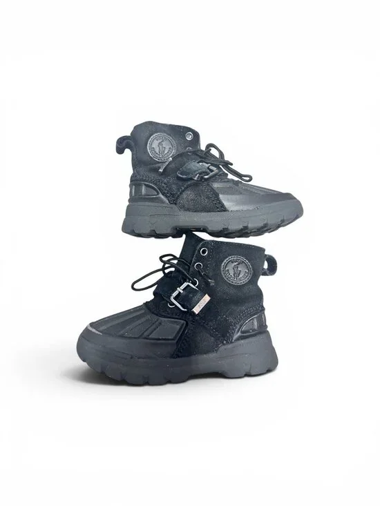 Polo Ralph Lauren Kids Colton Black Suede Rubber Duck Boots Shoes Size 10T