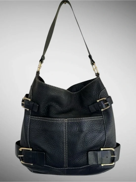 Michael Kors Yacht Club Leather Hobo Shoulder Bag Black