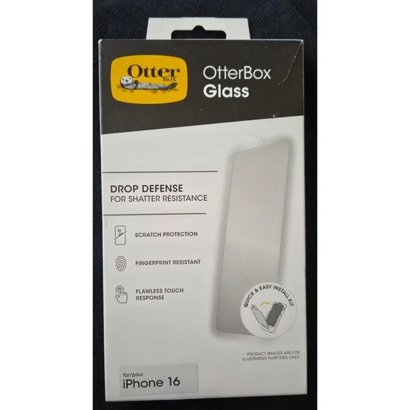 OtterBox Glass Screen Protector for iPhone 16 Shatter Resistant Tempered Glass