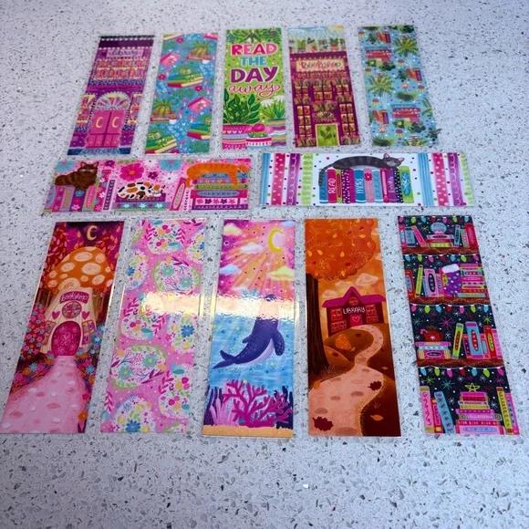 12 Fun Colorful Laminated Bookmarks by Emily Cromwell Designs
