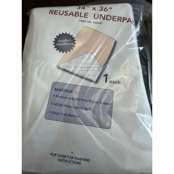 Bundle of 2 New Heavy Duty, Reusable 34x36” Underpads or Bed Pads. Washable!