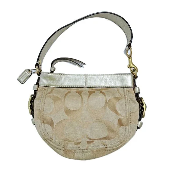 Coach Mini Zoe Vintage Hobo Shoulder Hand Bag 41856 Gold Chapagne Vintage