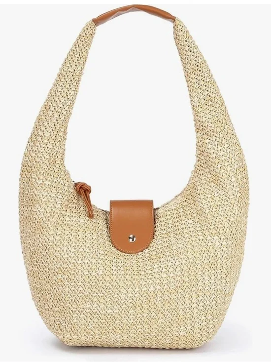Straw Woven Hobo Shoulder Purse for Women, Medium Summer Beach Raffia Bag
