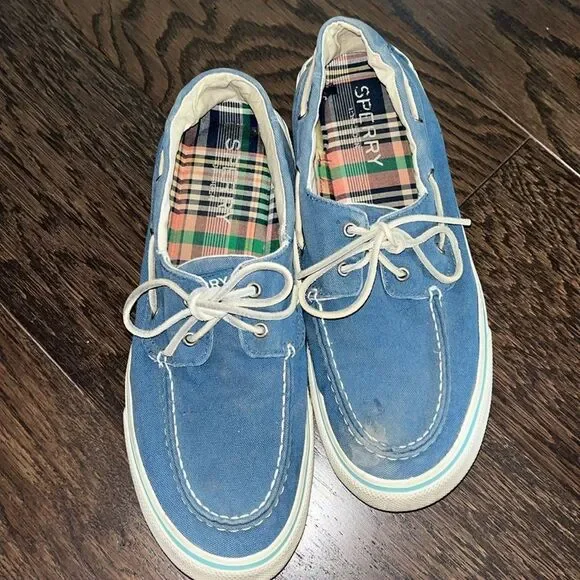Sperry Topsider Halyard blue chambray sailboat canvas boat yacht deck shoes 10