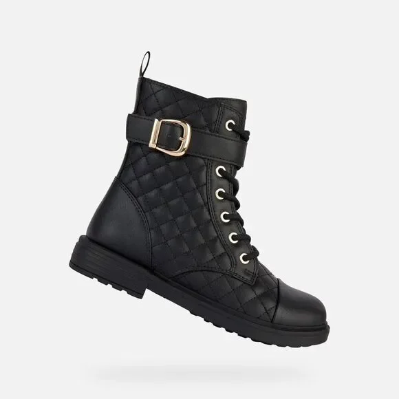 Geox NWT Girls’ Eclair 30 Synthetic Leather Boots Black Youth US 12