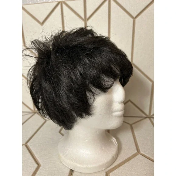 Midway Synthetic Wig Short Black Layered Pixie Cut Stretch‎ Cap