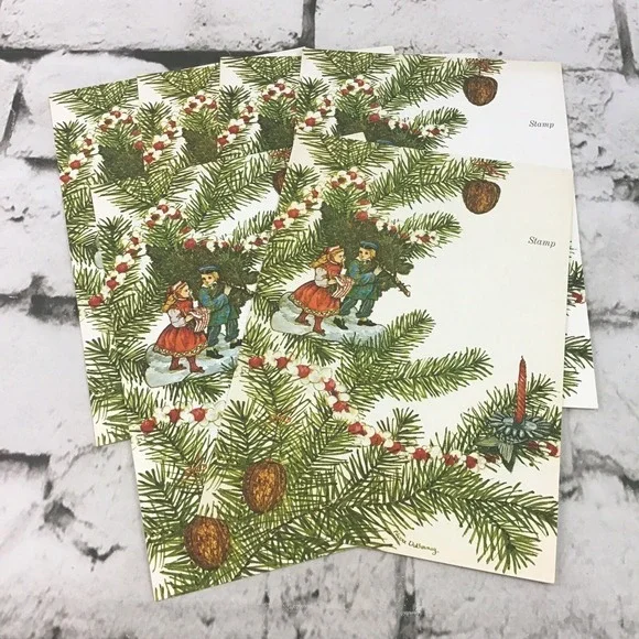 Vintage Christmas Folding Mailer Wrap-Around Envelopes Lot Of 6 Collectible