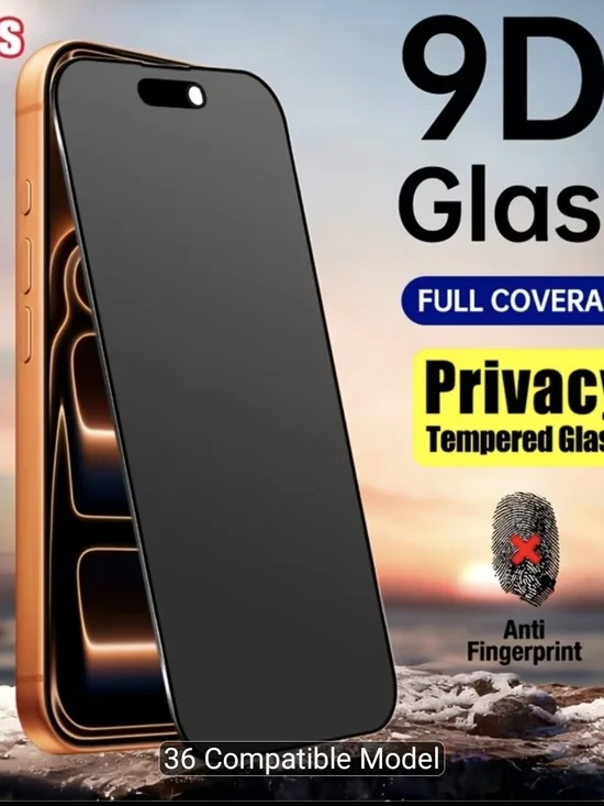 2pcs Privacy 9D Tempered Glass Screen Protector - iPhone 17 pro max