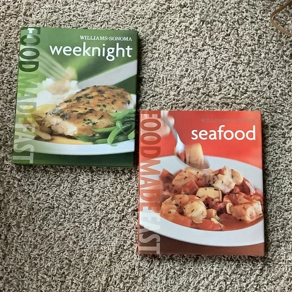 Williams-Sonoma Weeknight and Seafood hardback cookbooks bundle of 2