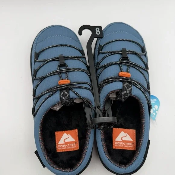 New Ozark Trail Men's 8 Slip-on Shoes Blue Water Repellent Bungee Slippers NWT
