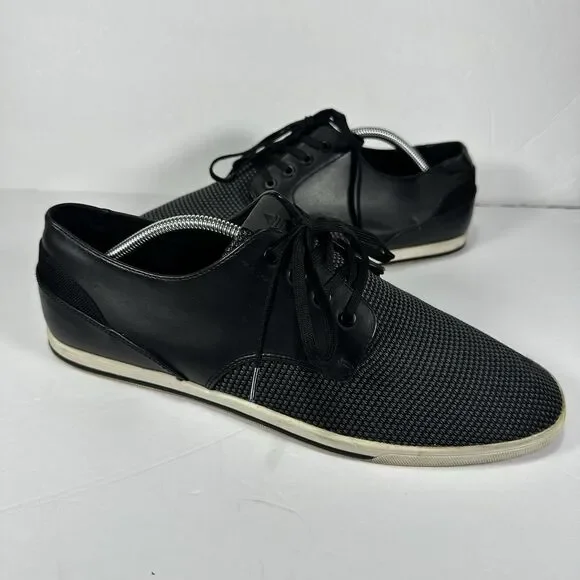 ALDO Men’s Black Leather & Mesh Low Top Sneakers Shoes - Size 11 US / 44 EUR