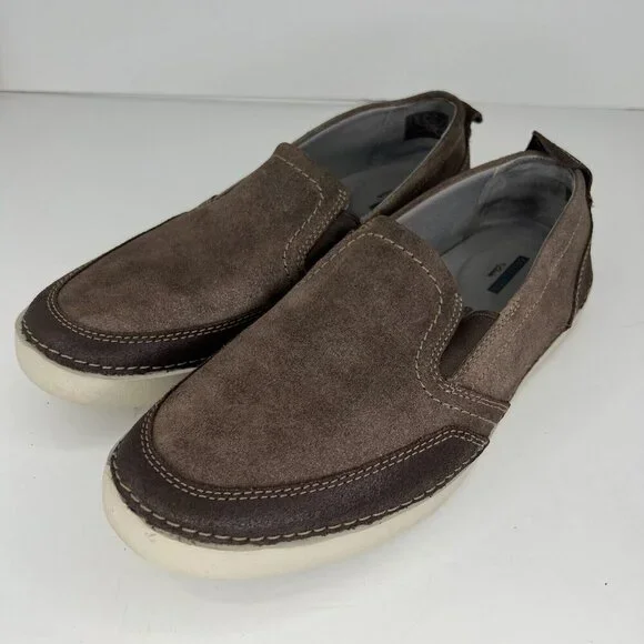 Collection by Clarks Mens 15807 Brown Suede Comfort Slip On Size 11 Loafers