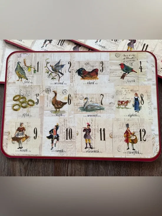 Williams Sonoma Cork Placemats 12 Days of Christmas ultra rare