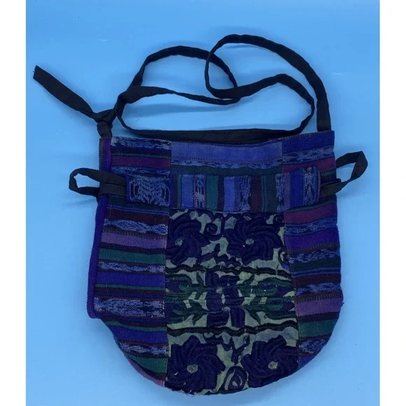 Boho Bucket Bag Patch Work Floral Guatemala Fabric Cotton New Handmade Hippie