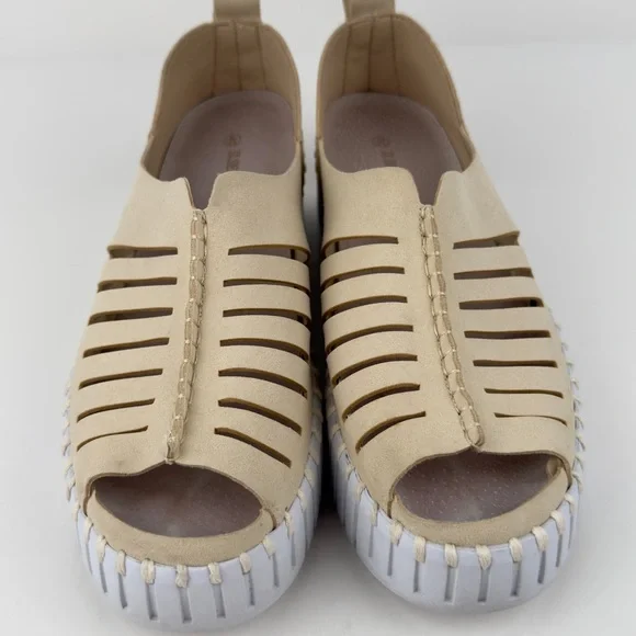 Ilse Jacobsen Tulip Platform Sandals Beige Peep Toe Comfort EU 40 US 9