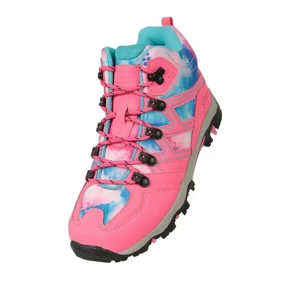 Mountain Warehouse Oscar Kids Waterproof Hiking Boots - Pink and Blue