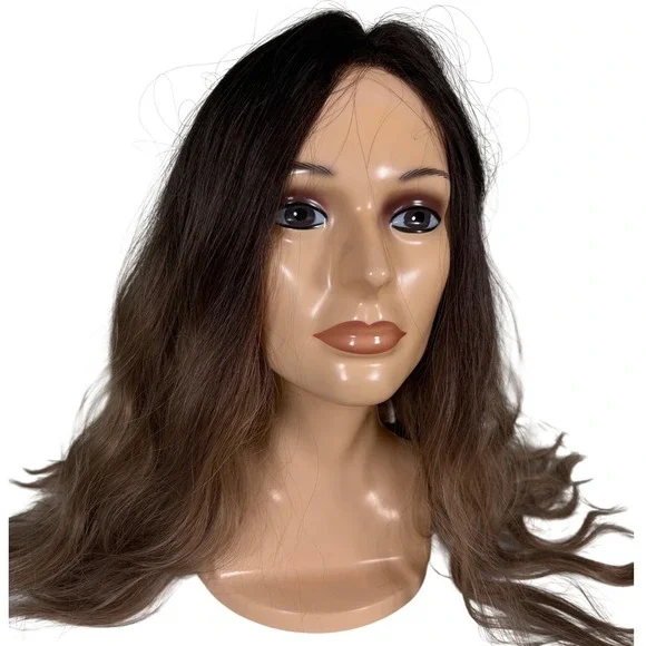 Long Wavy Ombre Synthetic Wig Dark Brown to Caramel Blonde Lace Front NWT