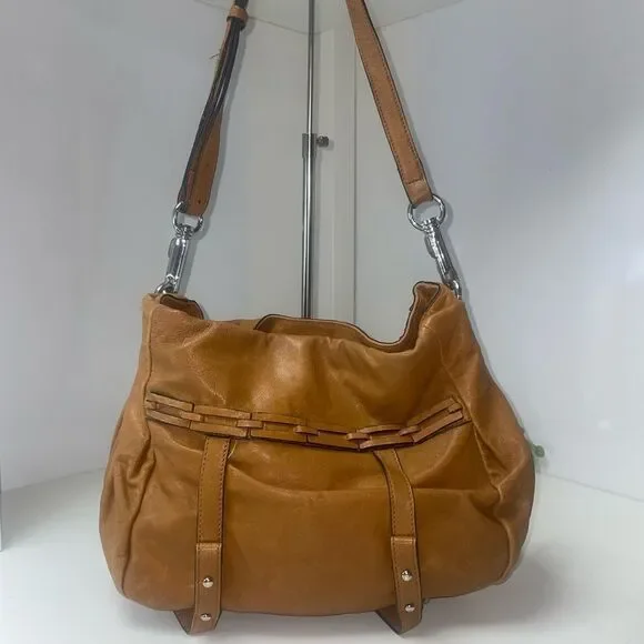 Joelle Hawkins Chic Brown Leather Slouchy Hobo Bag